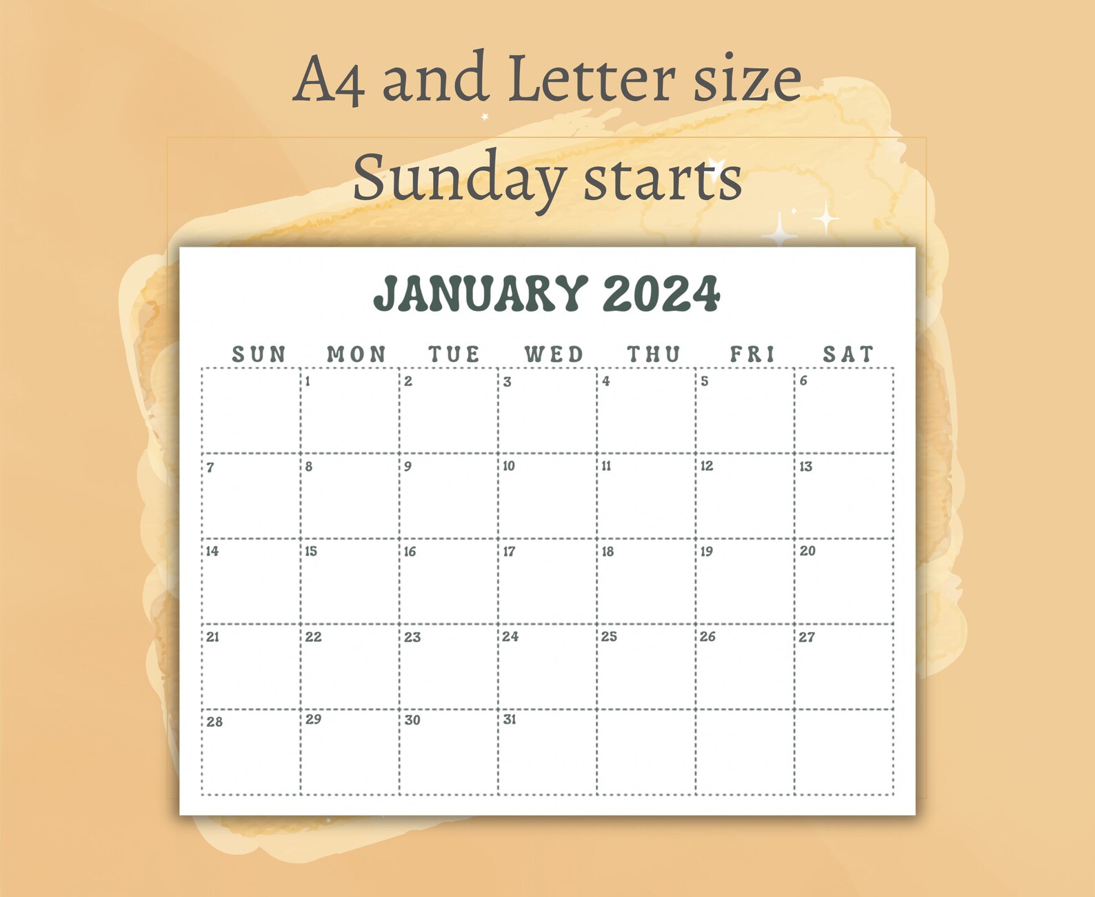 Minimalist Printable 2024 Calendar 2024 Planner Monthly Etsy
