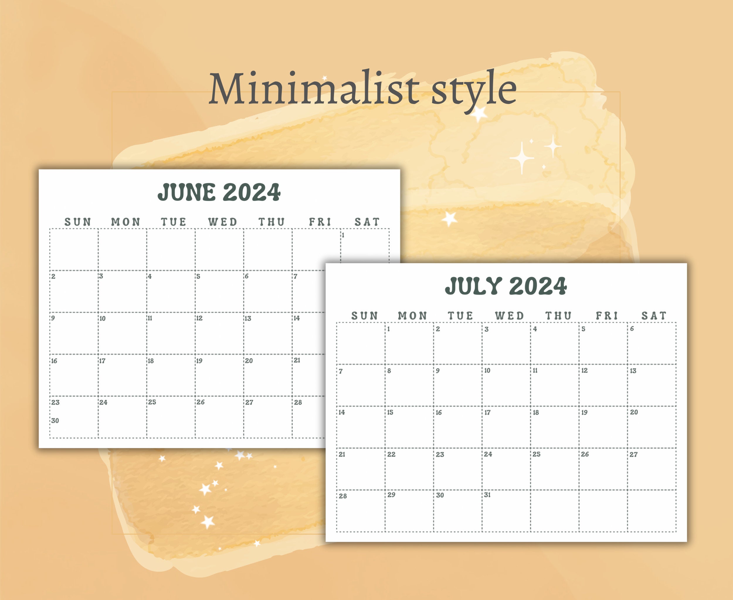 Minimalist Printable 2024 Calendar 2024 Planner Monthly - Etsy
