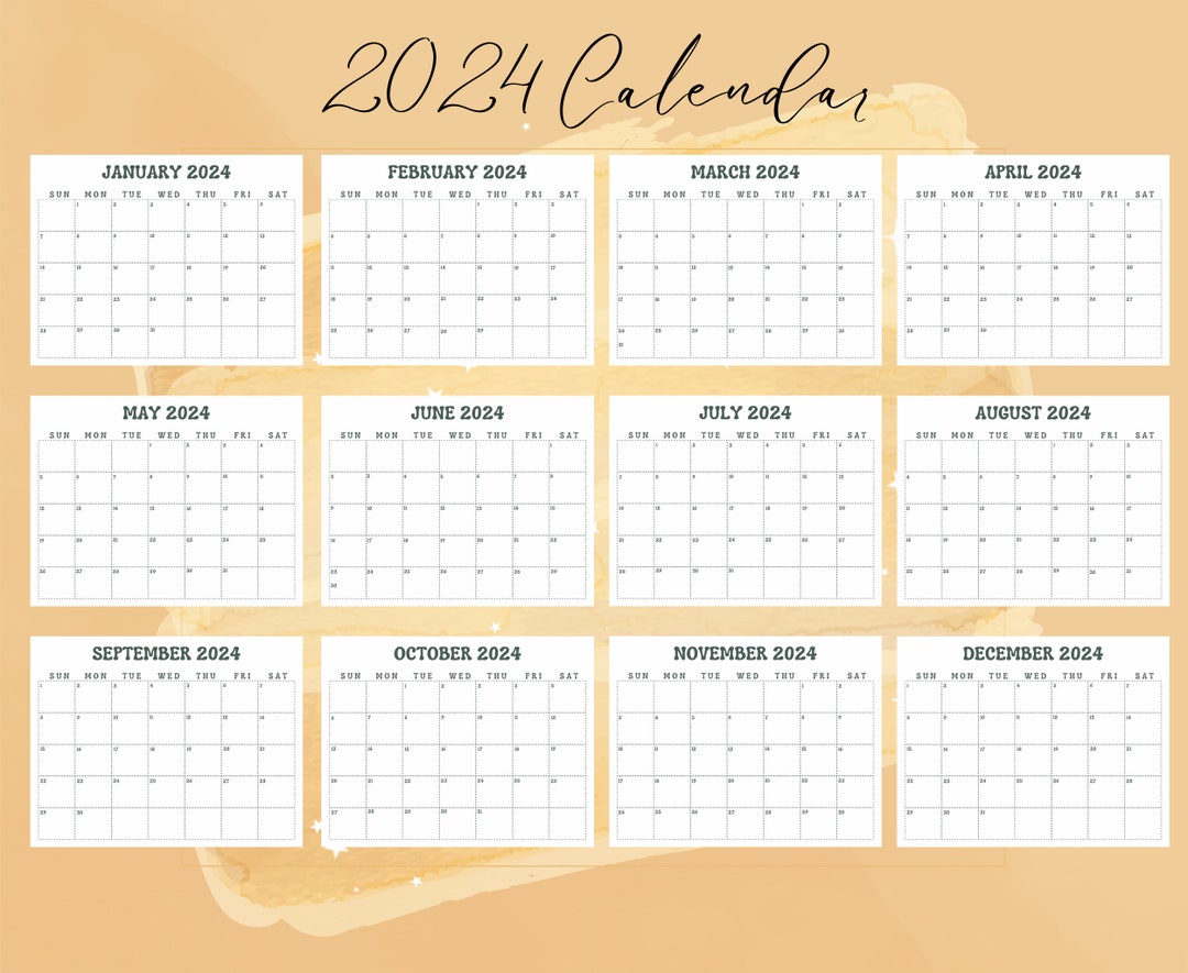Minimalist Printable 2024 Calendar 2024 Planner Monthly Etsy
