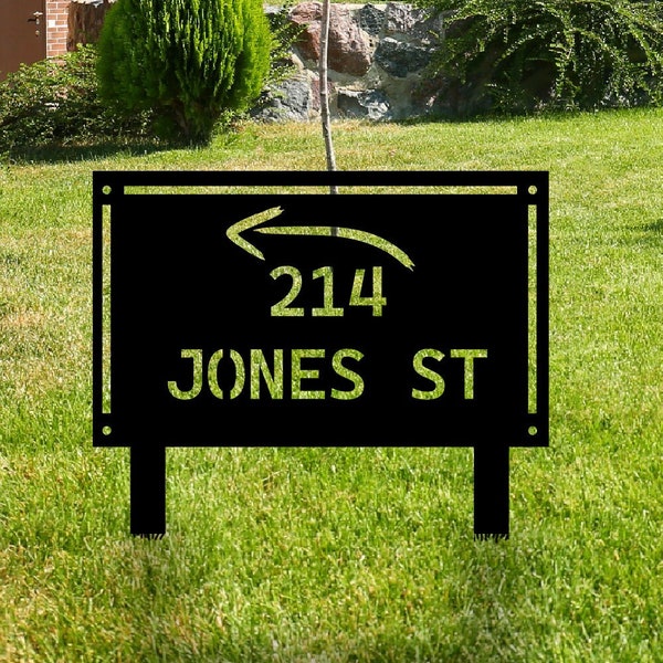 Metal Custom Address Sign with Stakes, Personalized Address Sign, Yard Address Sign, Modern Address Sign,Street Name and Number Metal Plaque