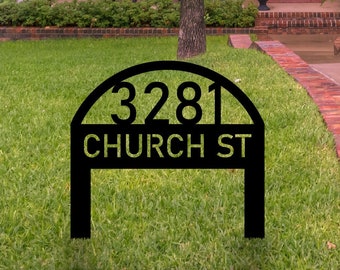 Custom Metal Address Yard Sign with Stakes, Personalized Lawn Address Metal Sign, Address Sign, Modern House Number Stakes, Outdoor Decor