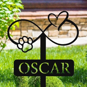 Custom Metal Dog Stake, Memorial Dog Stake,Infinity Dog Stake with Heart,Personalized Dog Memorial Yard Decor,Dog Name Sign, Dog Lovers Gift
