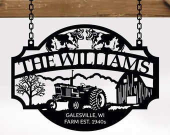 Custom Metal Farm Name Sign, Personalized Large Ranch Sign, Farmville Decor, Farmer Gift, Metal Barn Sign, Unique Farmhouse Entrance Sign