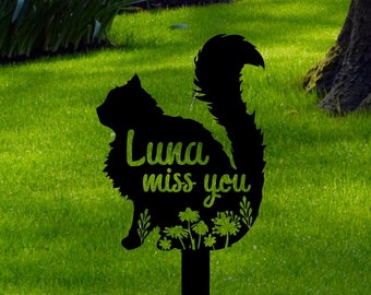 Custom Cat Memorial Metal Stake, Personalized Cat Name Sign, Cat Grave Stake, Fluffy Cat Sign, Cat Loss Gift, Garden Remembrance Sign, Yard