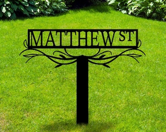 Personalized Metal Garden Stake, Custom Name Yard Sign, Outdoor Garden Decor, Family Name Sign, Father Gift, Scroll Address Stake, Home Gift