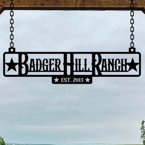 Letrero metálico personalizado para entrada de granja, letrero metálico personalizado para rancho, letrero grande con nombre familiar, letrero de establecimiento, decoración de granero, placa con nombre familiar como regalo