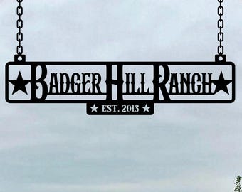 Personalized Metal Farm Entrance Sign, Custom Ranch Metal Sign, Large Family Name Sign, Established Sign,Barn Decor,Family Name Plaque Gift