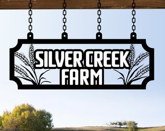 Custom Metal Farm Sign, Personalized Wheat Design Entrance Sign, Ranch Decor, Large Farm House Sign, Barn Sign, Farmer Gifts, Cottage Decor