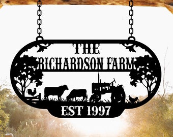 Custom Farmhouse Metal Entrance Sign, Ranch Metal Sign, Personalized Door Sign, Farmville Family Name and Established Date,Large Barn Decor