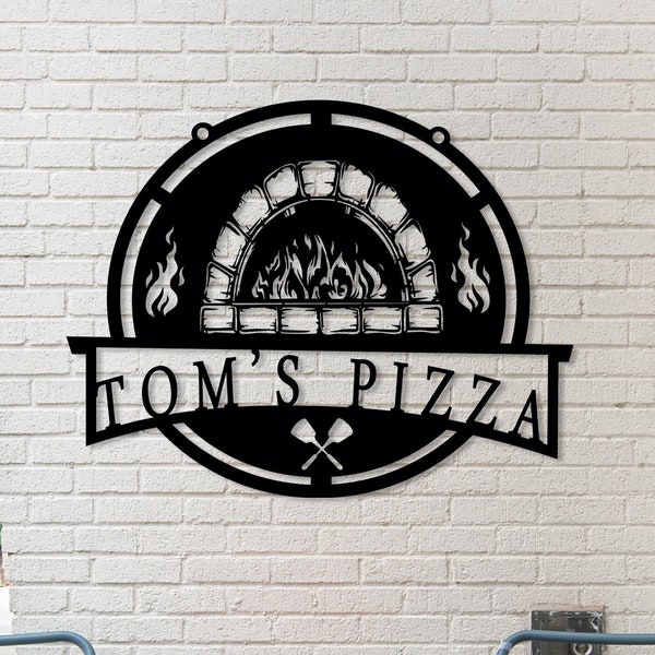 Custom Metal Pizza Oven Wall Sign, Kitchen Decor, Personalized Oven Name Sign, Outdoor Wall Decor, Oven Decor, Cook Lover Gift, Chef Sign