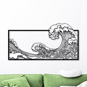 The Great Wave Metal Wall Art, Large Kanagawa Decor, Hokusai Katsushika Art, Japanese Modern Home Decor, Art Lovers Gift, Living Room Decor