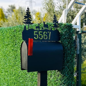 Decorazione per cassetta postale con cervo personalizzato e numeri civici, cartello per cassetta postale da esterno in metallo, decorazione per cassetta postale con design Forest Farm, decorazioni per cassetta postale personalizzate