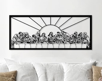 Jesus Last Supper Metal Wall Decor, Christian Metal Gift, Religious Decor, Leonardo Da Vinci Artwork, Jesus Line Art, Large Livingroom Decor