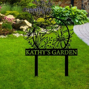 Personalized Poppy Flowers Garden Stake, Garden Decor, Custom Steel Flower Bed Decoration, Yard Decoration, Metal Flower Sign, Garden Gift