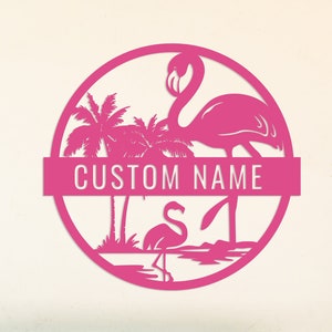 Custom Metal Flamingo Sign, Tropical Flamingo Sign, Personalized Gift, Patio Steel Decor, Outdoor Pool Sign,Lake House Gift,Beach Home Decor