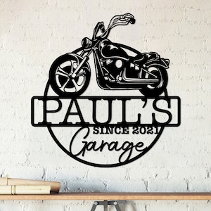 Custom Motorcycle Metal Wall Art, Personalized Garage Sign, Man Cave Sign, Gift for Boyfriend, Motorbike Decor, Biker Lovers Gift, Art Deco