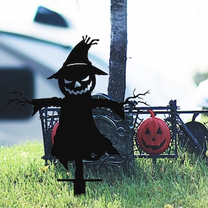 Halloween Scarecrow Metal Garden Stakes, Outdoor Halloween Decor, Halloween Decor, Metal Garden Scary Decor, Yard Art, Patio and Porch Decor