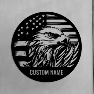 Custom Eagle US Flag Metal Sign, American Flag Gift, Personalized Name Sign,4th of July Gift,Bald Eagle Sign,Patriotic Wall Art,Veteran Gift