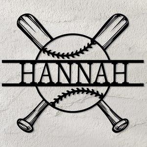 Personalized Metal Baseball Name Sign, Custom Softball Name Decor, Baseball Player Wall Decor Gift,Sport Theme Young Room Decor,College Sign