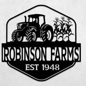 Custom Tractor Metal Name Sign, Metal Farmhouse Sign,Outdoor Large Decor, Personalized Family Name Sign, Antique Tractor Art,Gift for Farmer