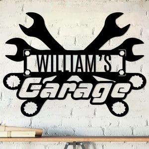 Custom Garage Metal Sign Gift, Personalized Wrench Decor, Mechanic Workshop Sign, Mancave Gift for Dad, Car Mechanic Sign, Unique Wall Sign