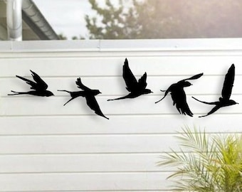 Birds Metal Wall Decor Set of 5, Metal Garden Decor, Minimal Birds Wall Art, Housewarming Gift, Unique Home Decor, Earthy Wall Decor, Birds