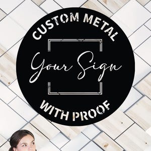 Letrero metálico personalizado con su logotipo, letrero comercial grande, letrero exterior personalizado, letrero para su tienda, decoración con logotipo de cualquier forma, letrero de tienda exterior