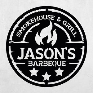 Cartello da parete per barbecue in metallo personalizzato, cartello per barbecue personalizzato, cartello per barbecue per esterni, cartello per barbecue di grandi dimensioni, regalo personalizzato, decorazione da parete per barbecue immagine 2