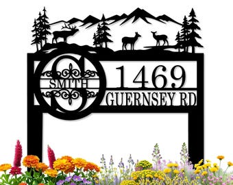 Metal Custom Name Adress Garden Stake, Garden Sign, Closing Gift, Personalized Initial Family Name Yard Art, Custom Art, New Home Gift