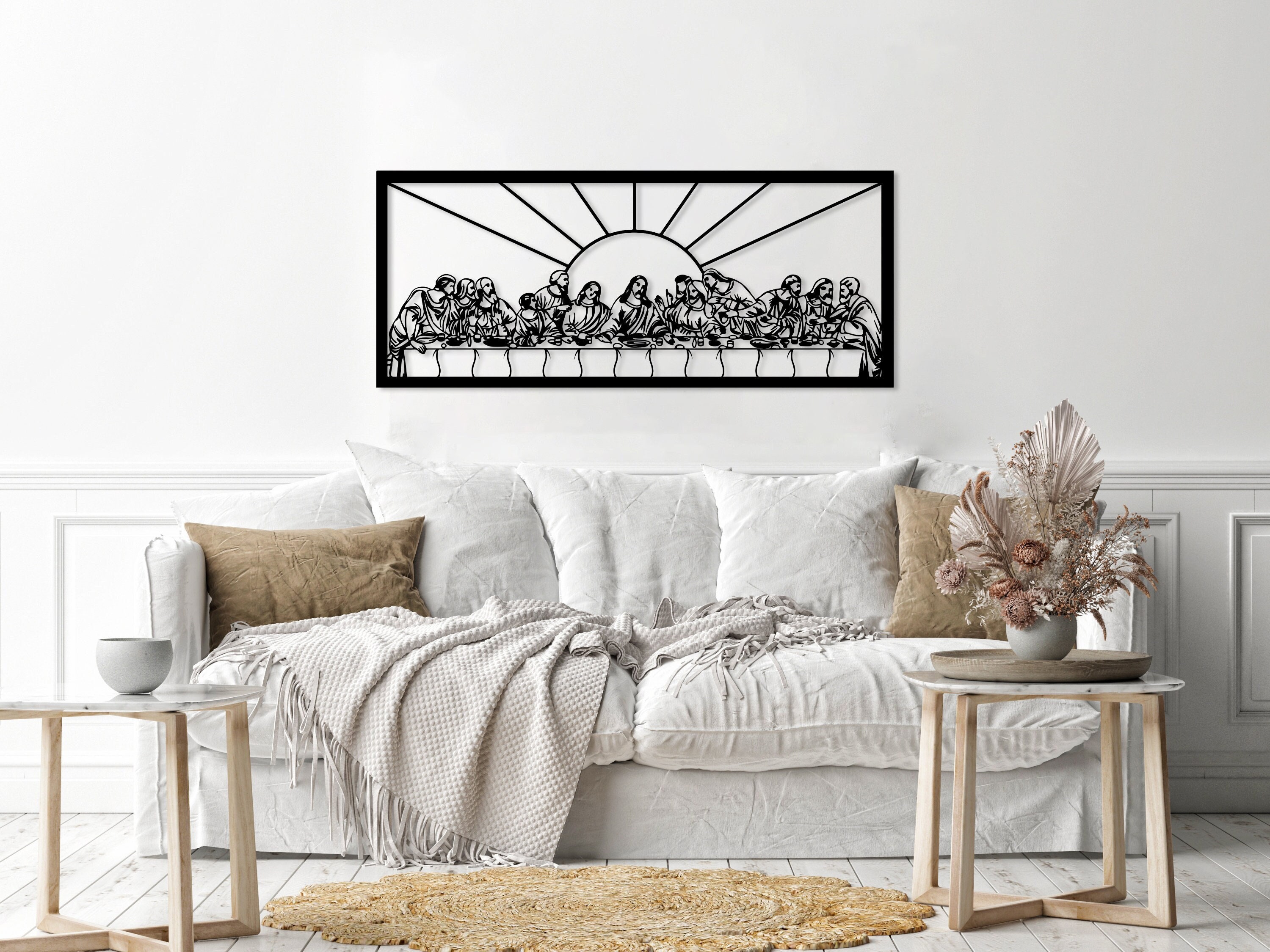 Jesus Last Supper Metal Wall Decor, Christian Metal Gift, Religious Decor, Leonardo Da Vinci Artwork, Jesus Line Art, Large Livingroom Decor