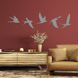Birds Metal Wall Decor Set of 5, Metal Garden Decor, Minimal Birds Wall