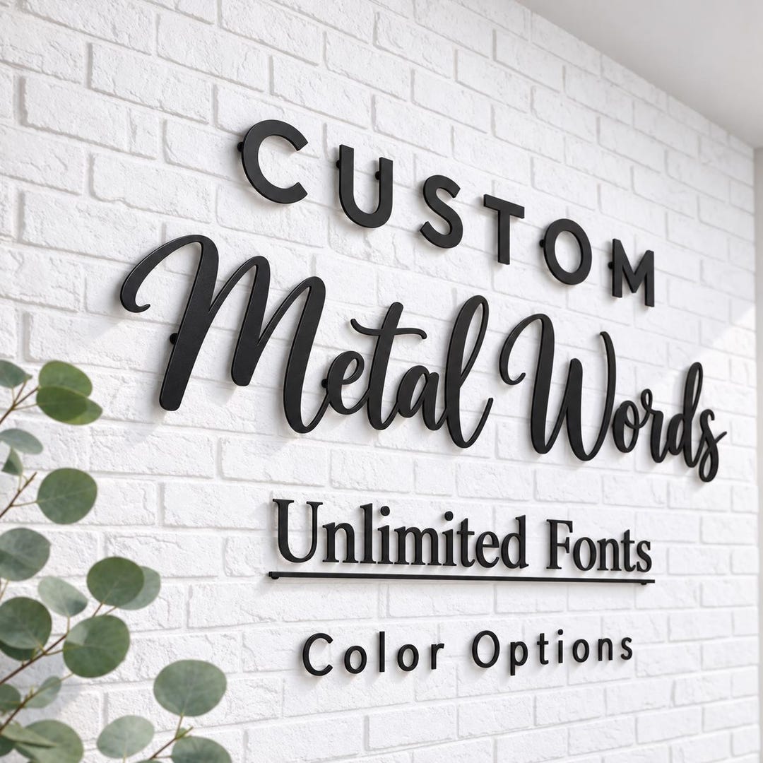 Your Text Custom Metal Wall Words, Personalized Script Name Sign ...