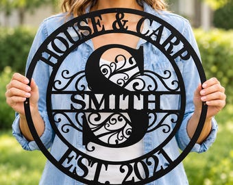 Personalized Metal Family Name Sign, Custom Last Name, Housewarming Gift, Monogram Wallart