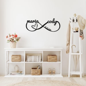Custom Infinity Metal Wall Sign, Personalized Infinity Name Sign, Infinity Symbol with Heart Decor, Custom Wedding Date, Custom Wedding Gift