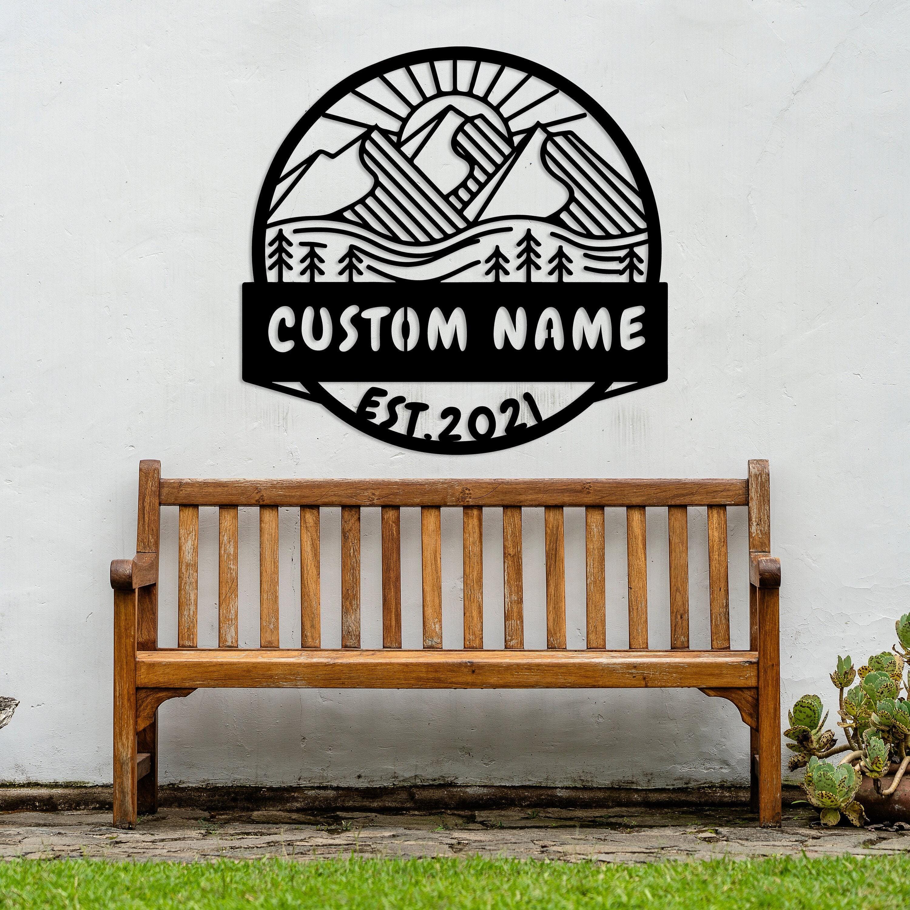 Personalized Mountain Metal Wall Sign, Western Decor, Abstract Mountain ...