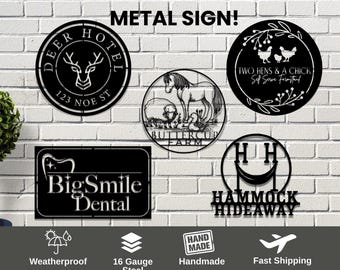 Plaque en métal personnalisée, plaque avec texte personnalisé ici, décoration avec logo ici, plaque logo personnalisée, plaque en métal design personnalisé, cadeau d'entreprise personnalisé