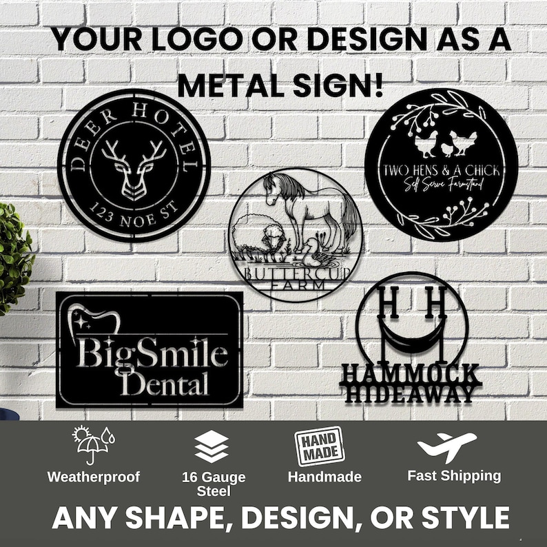 Metalen bord op maat, bord met aangepaste tekst hier, decor van je logo hier, bord gepersonaliseerd logo, metalen bord op maat ontwerp, aangepaste relatiegeschenk afbeelding 1