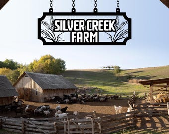 Custom Metal Farm Sign, Personalized Wheat Design Entrance Sign, Ranch Decor, Large Farm House Sign, Barn Sign, Farmer Gifts, Cottage Decor