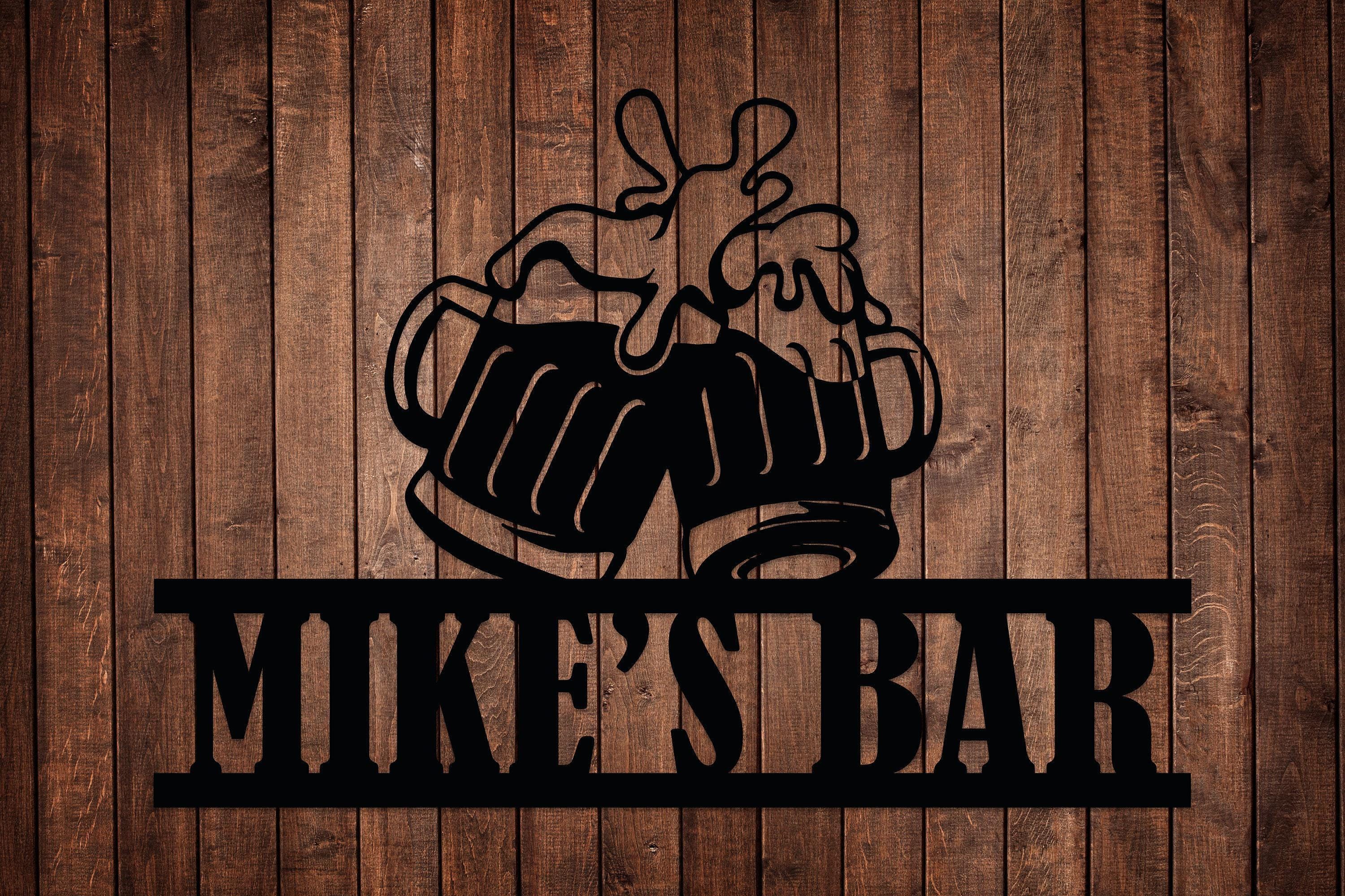 Custom Metal Bar Sign, Beer Mug Wall Art, Personalized Bar Sign for ...