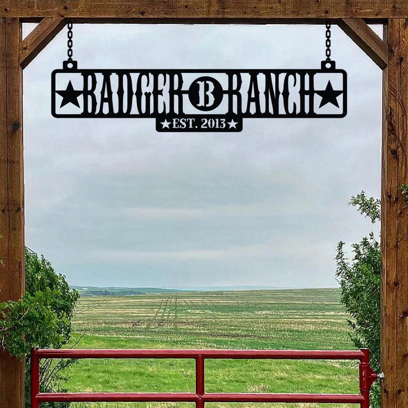 Monogram Ranch Custom Monogram Farm Name Metal Sign, Ranch Name Logo Sign, Custom Farm ...
