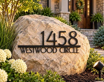 Custom Metal Adress Sign For Your Rock or Wall, Modern Minimalist Home Decor, Front Door Garden, Rural Farmhouse Realtor Closing Gift