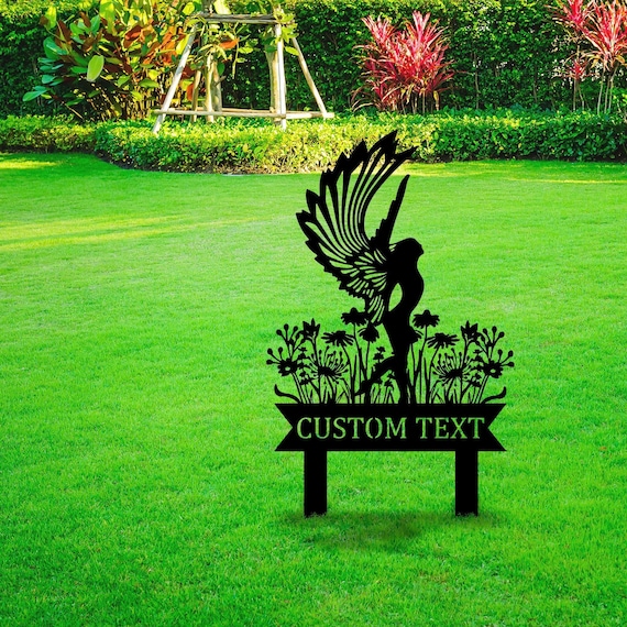 Custom Angel Metal Garden Stake, Fairy Memorial Decor, Angel Grave Marker, Outdoor Yard Art, Personalized Gift, Angel Sign Plaque, Home Gift