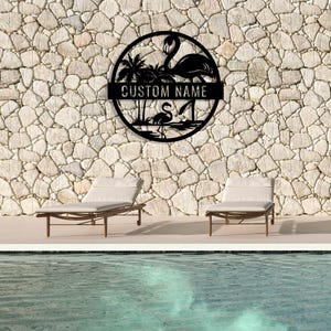 Custom Metal Flamingo Sign, Tropical Flamingo Sign, Personalized Gift, Patio Steel Decor, Outdoor Pool Sign,Lake House Gift,Beach Home Decor image 10