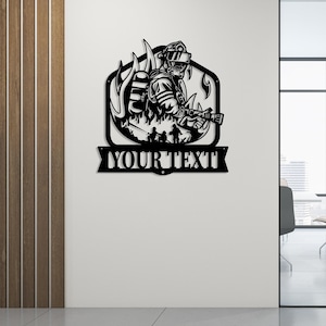 Benutzerdefinierte Feuerwehrmann Name Metall Schild, personalisierte Feuerwehrmann Zeichen, Feuerwehr Wallart, Ersthelfer Zeichen, Vatertagsgeschenk, Feuer Monogramm