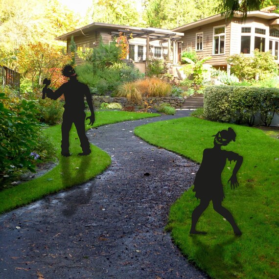 Halloween Gartenstecker - Gruselige Zwillinge Metall-Dekoration