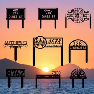 Personalized Modern House Address Number Sign w/ Stakes, Any Design House Number Stake Sign, Address Yard Stake, Address Number Closing Gift