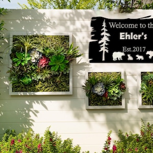 Custom Metal Bear Wall Sign, Personalized Cabin Sign, Bear Family In Woods Cabin Sign, Custom Family Name Bear Decor, Outdoor Metal Sign