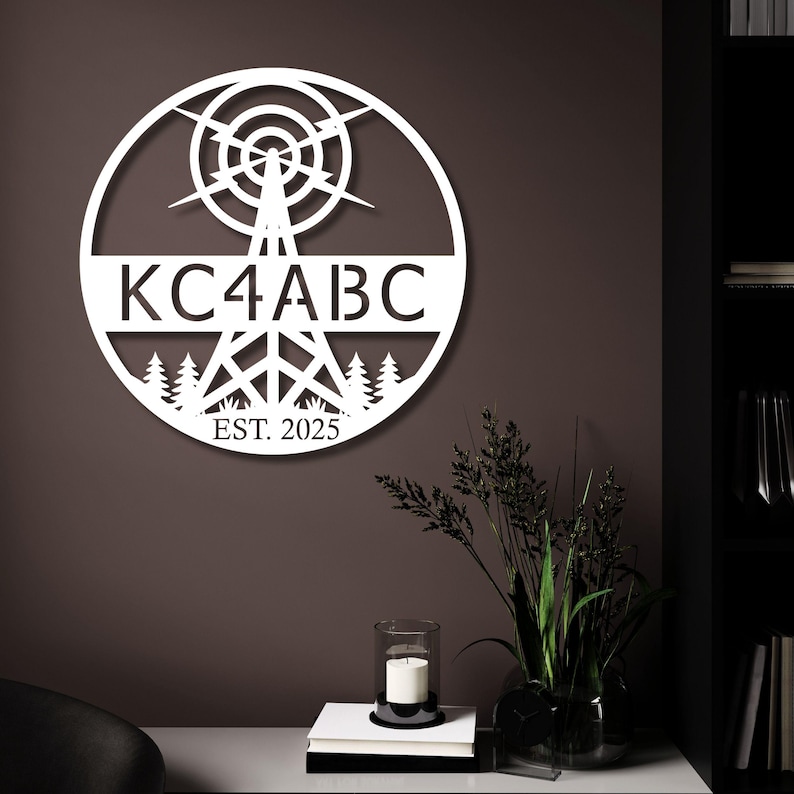Custom radio tower metal wall sign