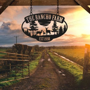 Personalized Farm Entrance Metal Sign, Deer Forest Ranch Sign,large ...