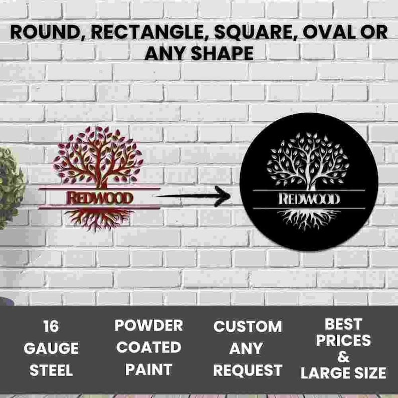 Metalen bord op maat, bord met aangepaste tekst hier, decor van je logo hier, bord gepersonaliseerd logo, metalen bord op maat ontwerp, aangepaste relatiegeschenk afbeelding 2
